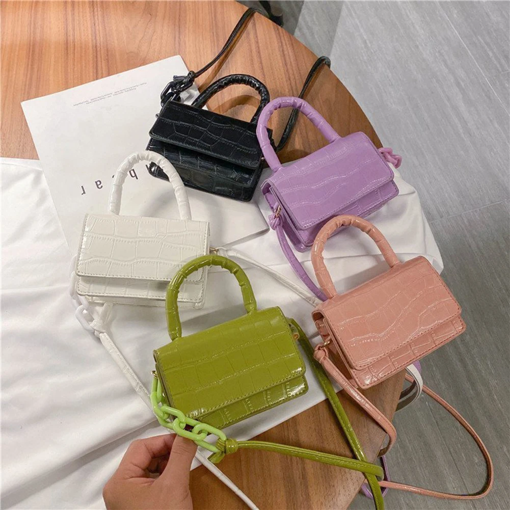 

Women's Bag Mini Small Square Bag Fashion New Quality PU Leather Women's Handbag Alligator pattern Chain Shoulder Messenger Bags