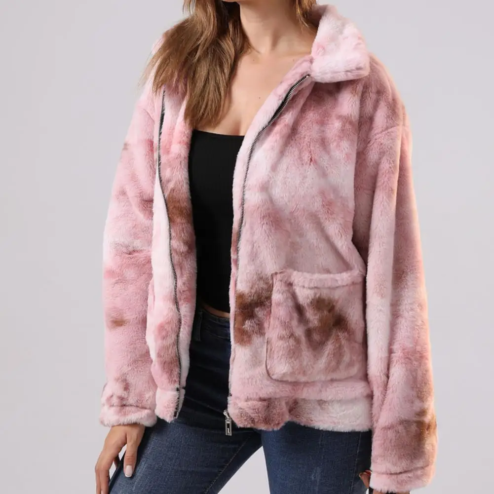 

winter jacket women Casual Plush Coat Lapel Warm Tie-dye Design Women Coat winter clothes women куртка женская