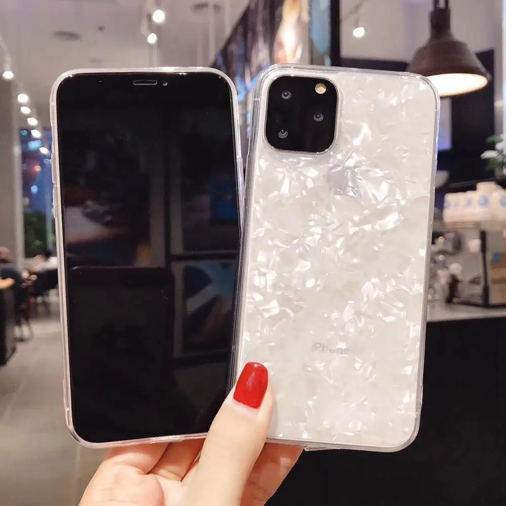 Роскошный блестящий чехол с жемчужными ракушками для iPhone 11 задняя крышка 12 pro Max 5