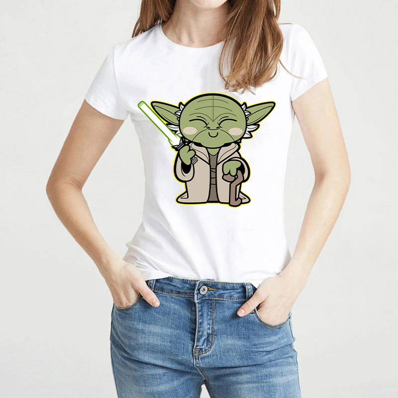Детская забавная футболка с Йодой мандалорианским рисунком Harajuku женская Ullzang Bebe
