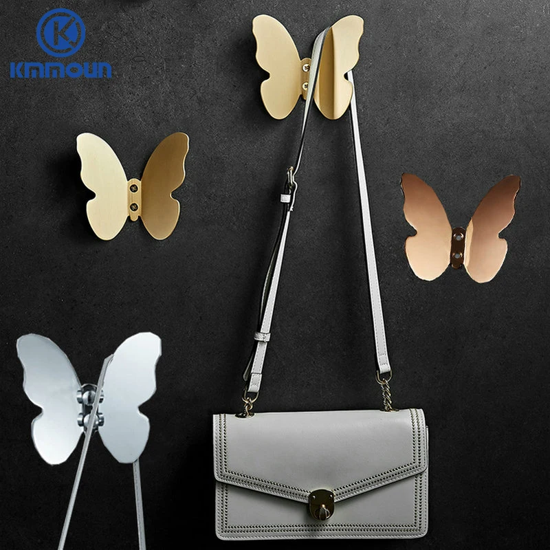 Твердая латунь бабочка Стиль Крючки Настенные навесные полотенце крючок для