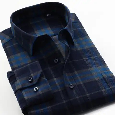 Осень-зима 2022, толстая теплая рубашка SHAN BAO из 100% хлопка, Классическая брендовая деловая повседневная мужская Свободная рубашка в клетку с д...