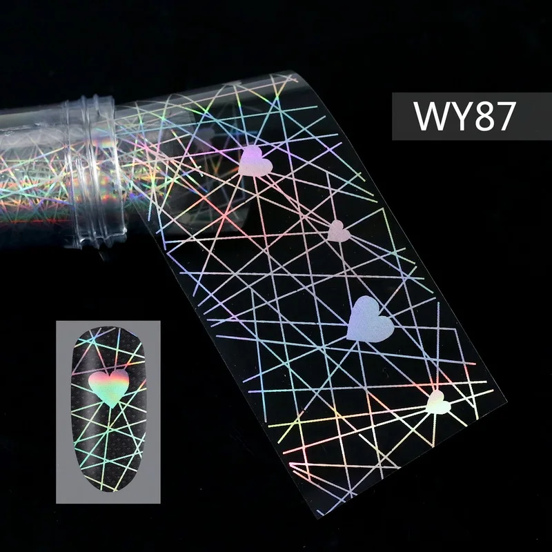 WY87 Foils Sticker 28 узоров голографические лазерные ногтевые переводные наклейки из фольги пламенный цветок Единорог Переводные картинки для ногтей украшения для дизайна ногтей - Цвет: WY87 Foils Sticker