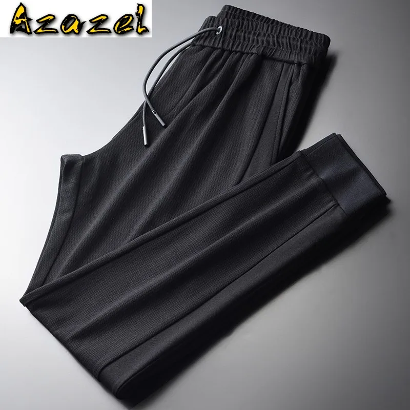 

Брюки Azazel Мужские жаккардовые, повседневные однотонные спортивные штаны, модные штаны с эластичным поясом, черные, осень