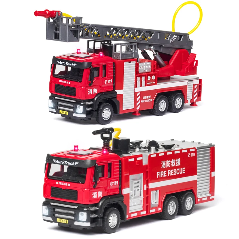 

1:50 Diecast Model Car Children Simulation Fire Truck Car Toys Sound Light Alloy Metal Toys Vehicles For Kids Boys Gifts CT0035