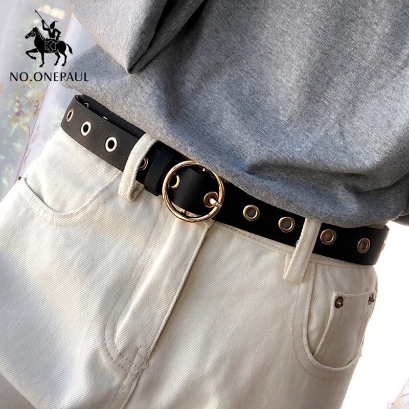 

Женский ремень из натуральной кожи NO.ONEPAUL, Черный Повседневный ремень из натуральной кожи с круглой пряжкой, 2019