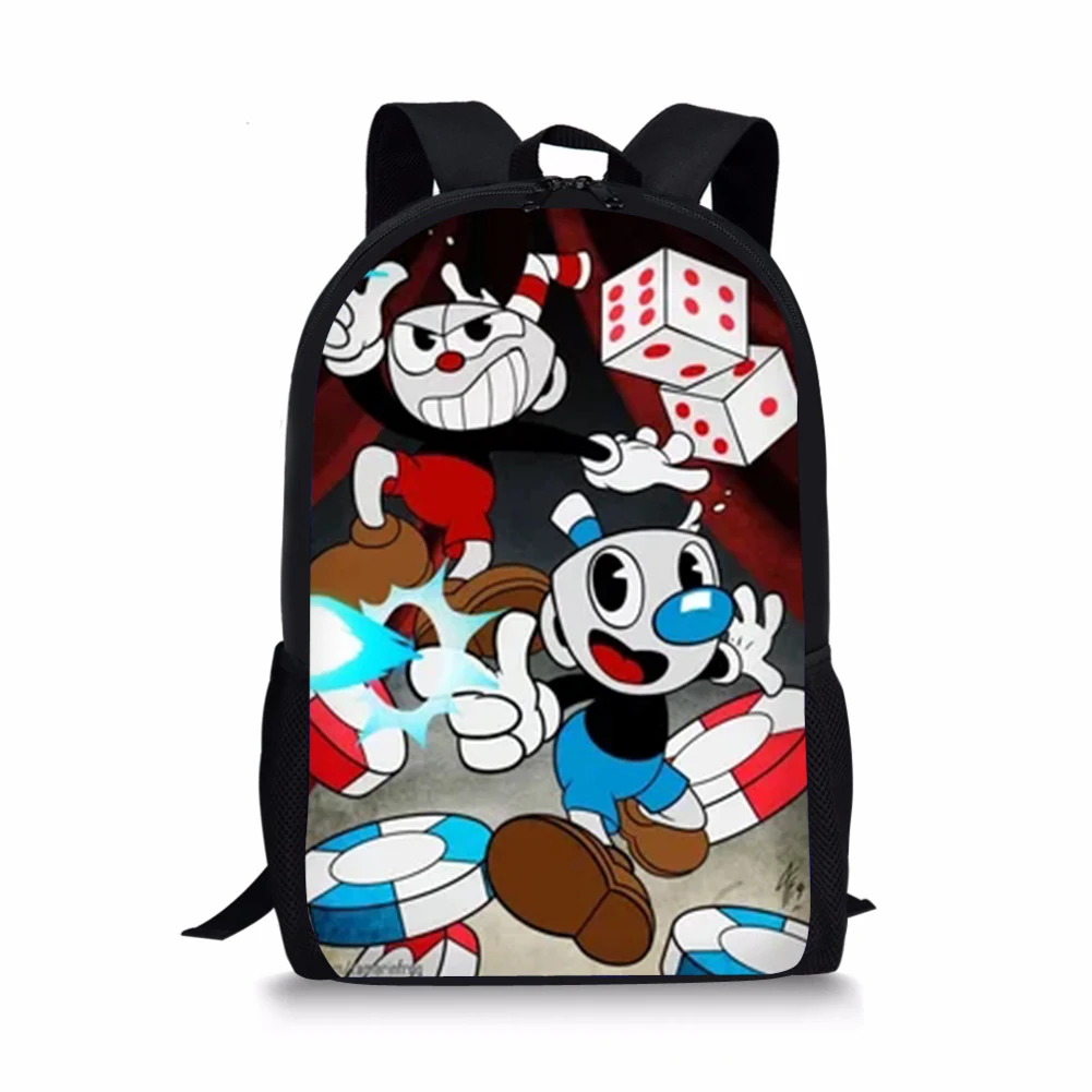 HaoYun Fashion Children's School Backpack Cuphead Mugman 3D Prints Kids School Book-Bags Cartoon Anime Design Travel Backpack