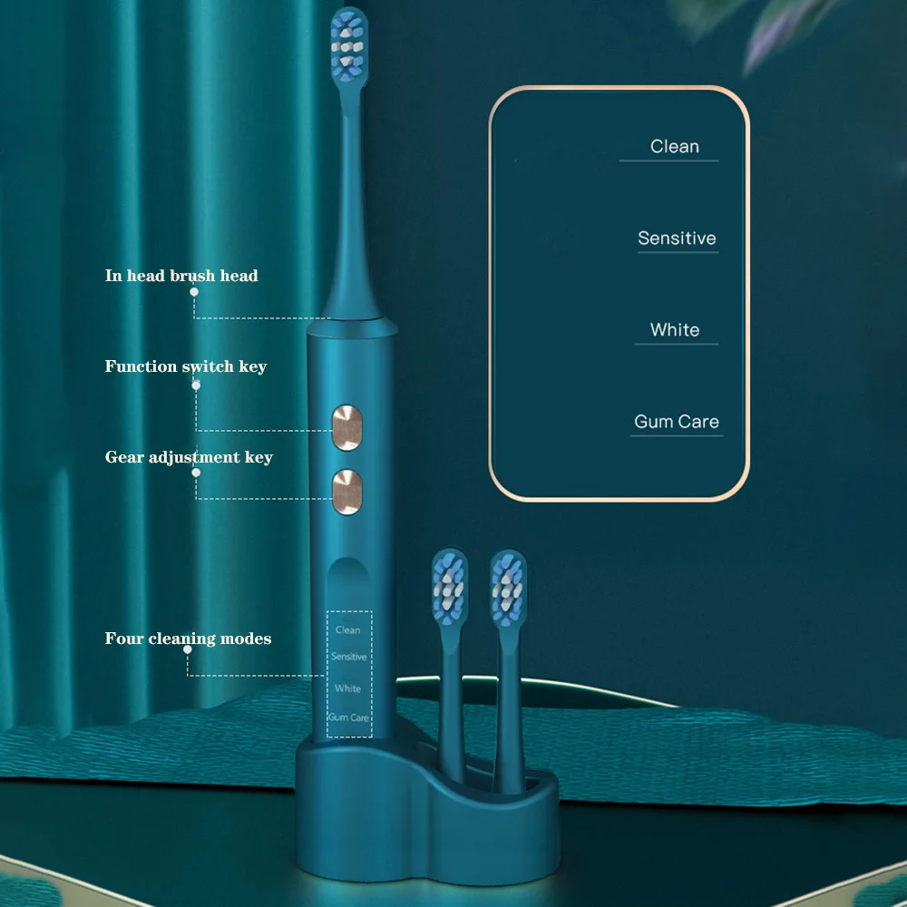 

IPX7 Waterproof Electric Soft Hair Toothbrush Ultrasonic Adult Induction Charge UV Disinfection Magnetic Levitation Sonic 4 Gear