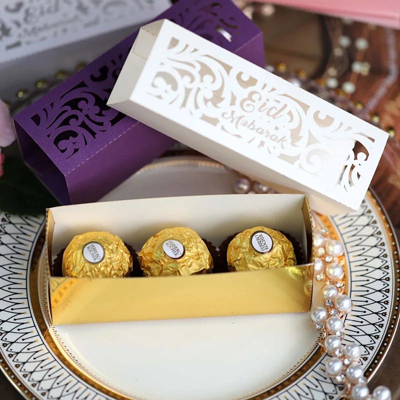 

10pcs Gold Eid Mubarak Favor Candy Box Ramadan Decor Chocolates Gift Boxes For Islamic Muslim Festival Party Supplies Eid Gifts