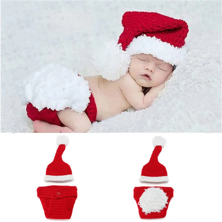 

Newborn Baby Toddler Child Kids Crochet Christmas Costume Hat Diaper Soft Baby Photography Prop 2022