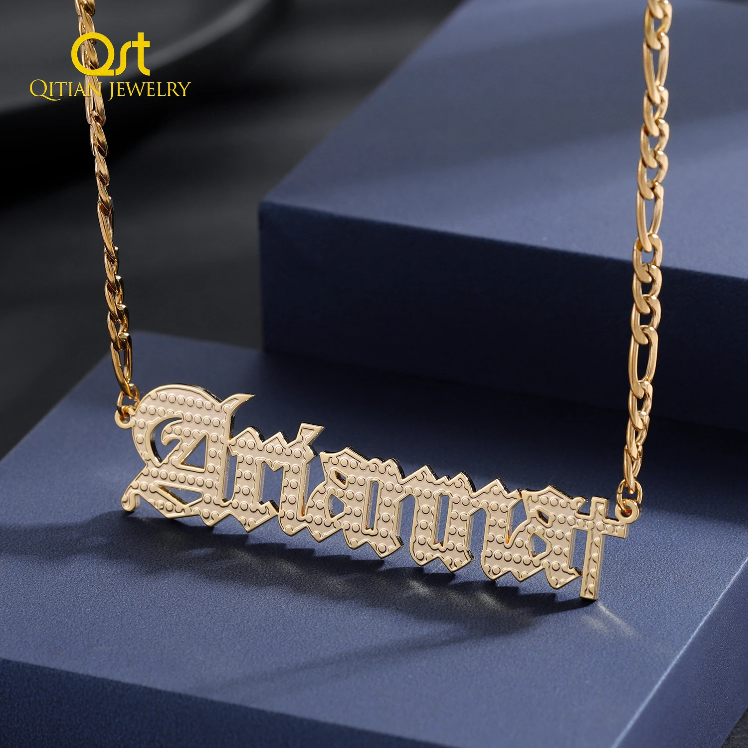 Оригинальное текстурированное Старое Английское ожерелье с именем крест-символ