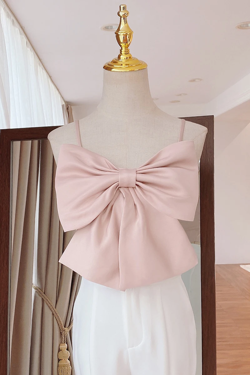 

Sexy Bow Vest Camisole 2021 Sweet Temperamental All-Match Solid Take Tops Bras Women BeachWear Beautiful Back Crop Top Fashion