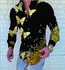 Новинка 2021, модная мужская рубашка, шелковые Атласные Рубашки с принтом бабочки, Мужские приталенные рубашки, повседневные праздничные рубашки с отложным воротником и длинными рукавами