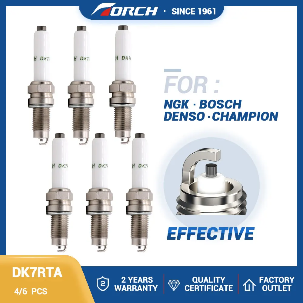 

Engine Spark Plug TORCH DK7RTA Compatible with Candle ZKR7A-10 Denso XU22TT for Y6LER02 Beru 12FR-6LUX Ignition System 4/6PCS