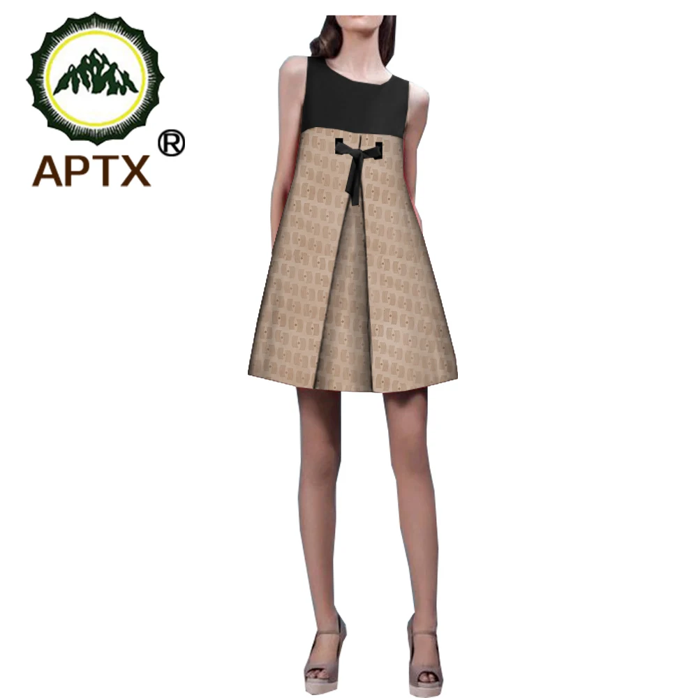 

Африканское жаккардовое платье для женщин APTX, индивидуальное, длина выше колена, женское Хлопковое платье TA7225122