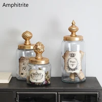 creative sealed round glass vial of dried fruit with storage lid sweet vial retro creative bottle decoration of decorative flask