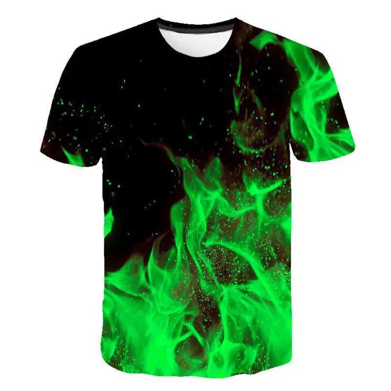 

2020 New Men's 3d T-shirt Novelty Flame Pattern Print T-shirt Funny Harajuku Short Sleeve T-shirt Men/women Simple T-shirt Top
