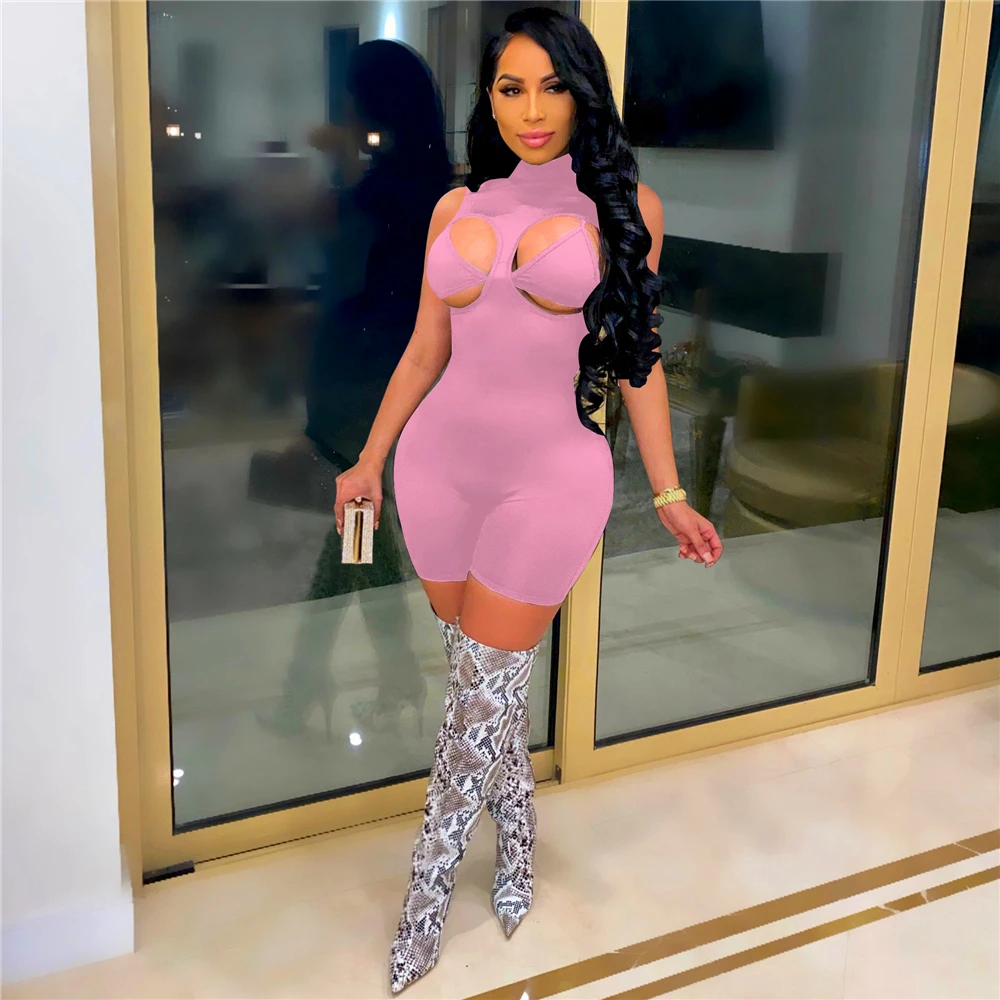 

[w8170] two piece suit of European American women's summer sleeveless tight sexy underwear with round and high neck Jumpsuit who