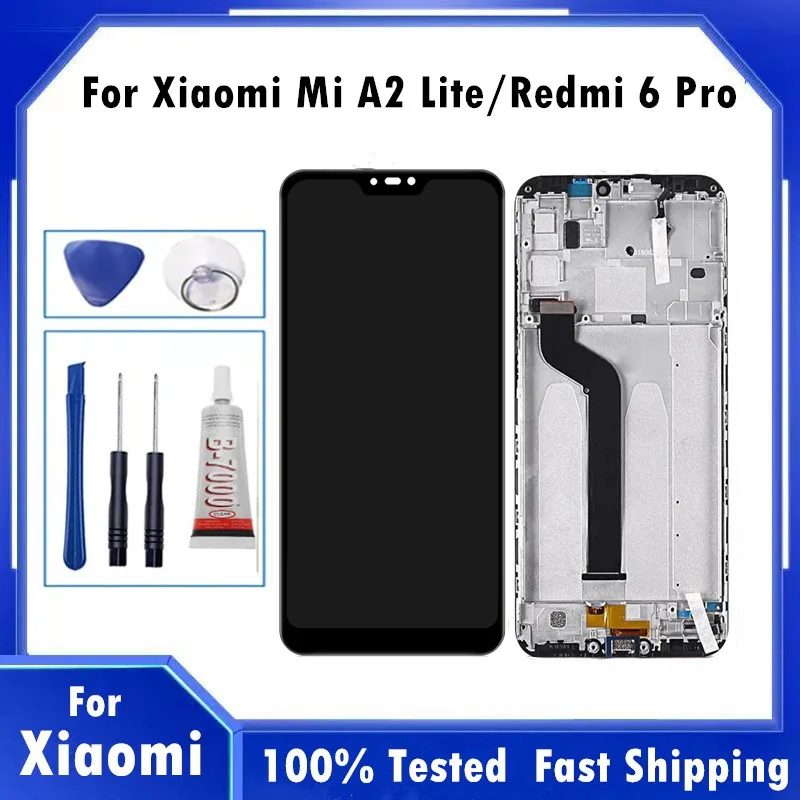 ЖК-дисплей 5 84 дюйма для Xiaomi Mi A2 Lite с дигитайзером сенсорного экрана в сборе рамкой