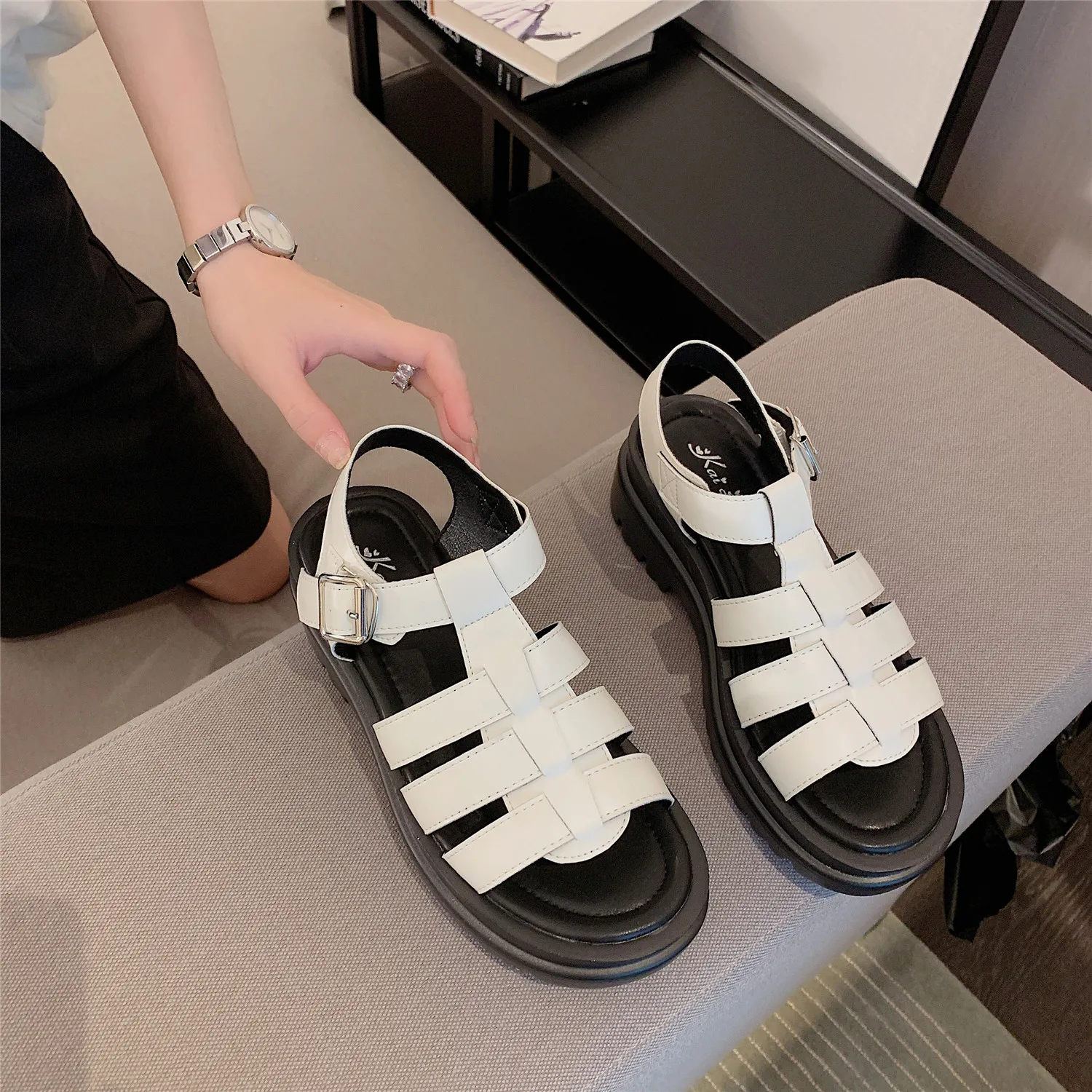 

Women's Sandals 2021 Summer New Platform Sandals All-Match Woven Open Toe Roman Sandals Casual Beach Women Sandals Women Shoes