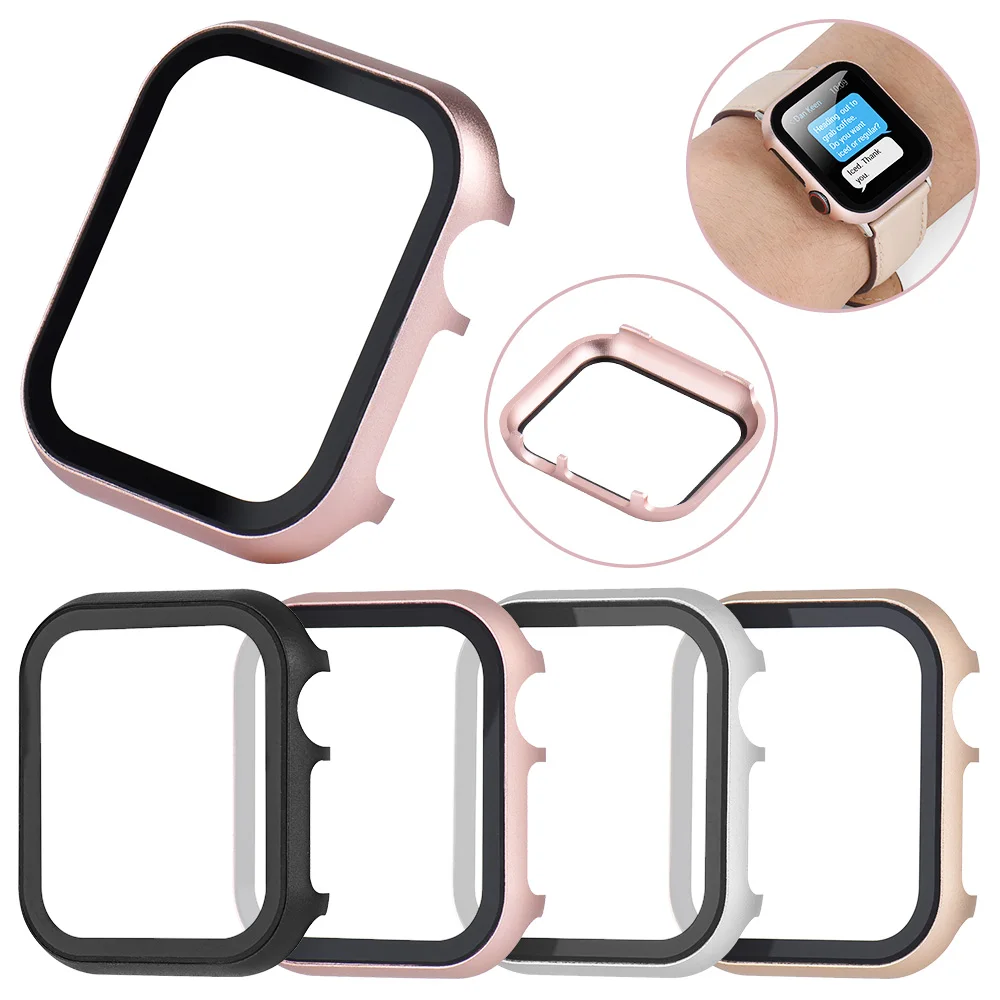 Металлический корпус для наручных часов Apple Watch Series 5 4 3 Экран пленка на весь экран 40/44/38/42 мм бампер с 3D закаленное Стекло пленка аксессуары