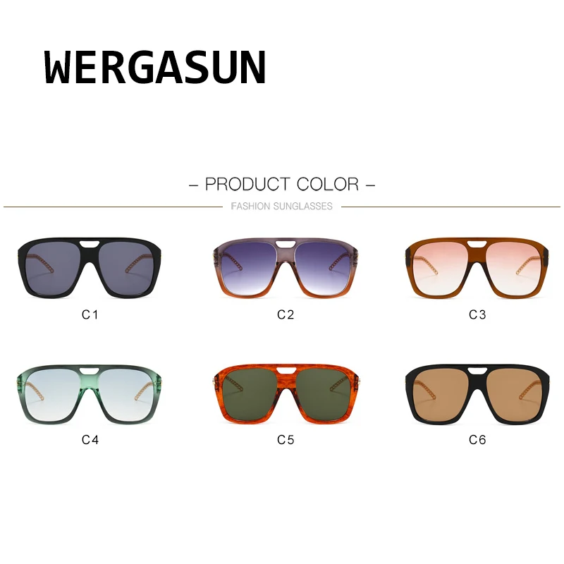 

WERGASUN Square Men Sunglasses New Vintage Brand Designer Shades Sunglasses For Women Eyewear lentes de sol hombre