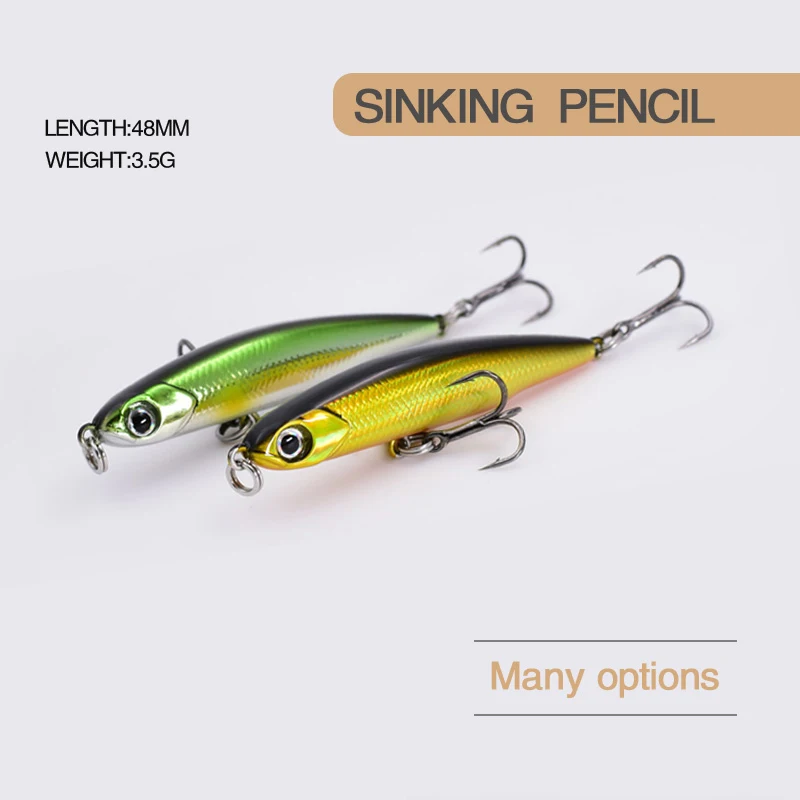 

Fishbobo 2022 New Sinking Pencil Fishing lures 48mm 3.5g Japan Shad Minnow Wobbler Trout Mackerel Micro Sea Fishing Lure