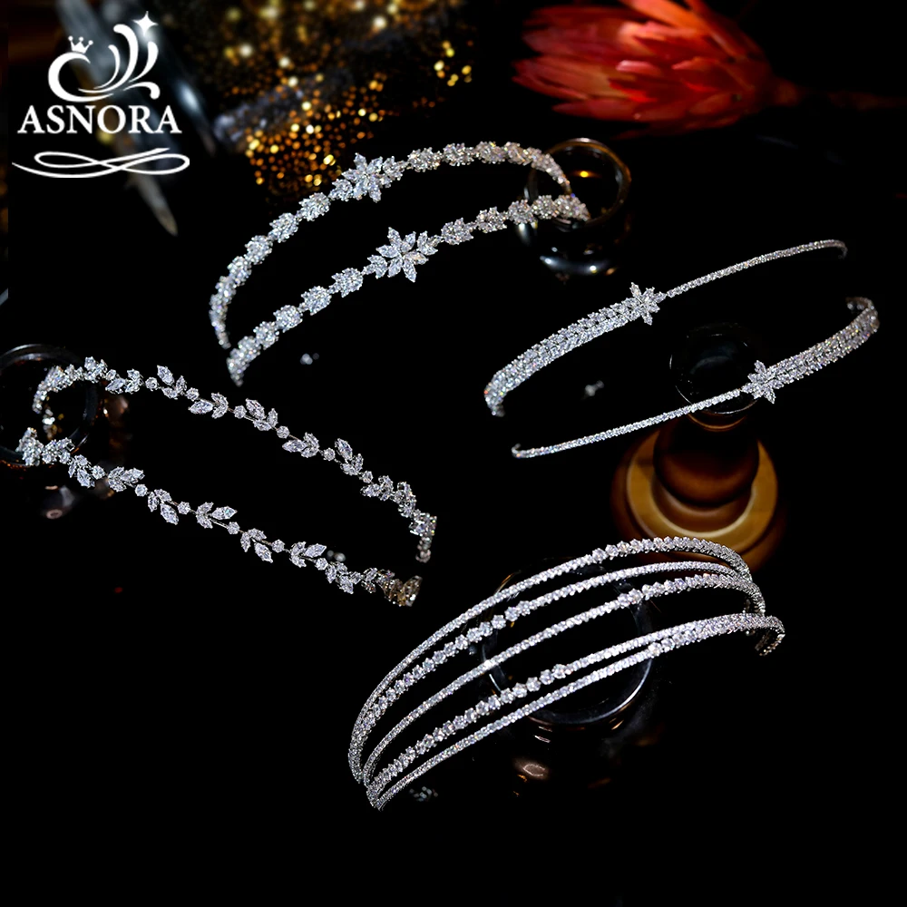 asnora shiny bride tiara wedding crystal headband ladies party crown princess jewelry hair accessories free global shipping