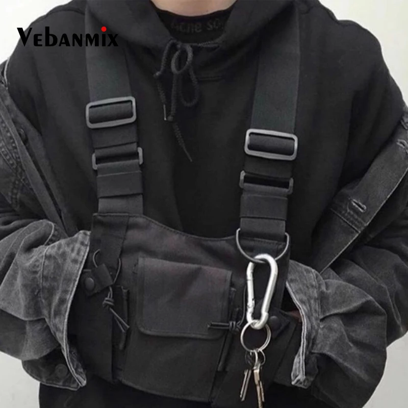 Fashion Nylon Chest Rig Bag Black Vest Hip Hop Streetwear Tactical Harness Kanye West Chest Bag image 3