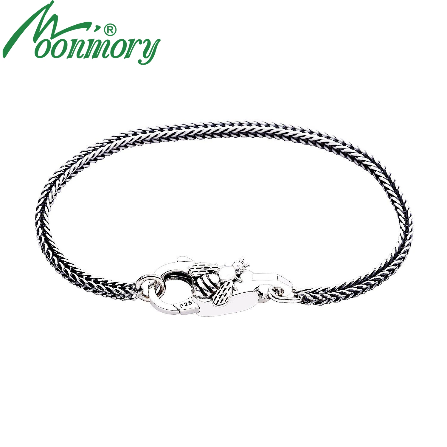 

Женский винтажный браслет Moonmory, Ювелирное Украшение из стерлингового серебра 925 пробы в стиле панк-рок, пряжка в виде пчелы, подходит для Бра...