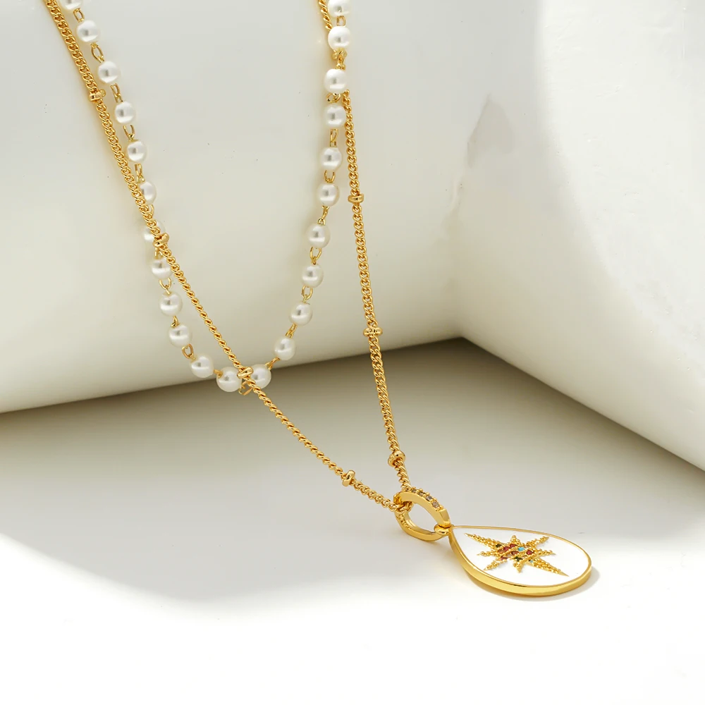 Женское многослойное ожерелье Yhpup корейское с искусственным жемчугом и медным