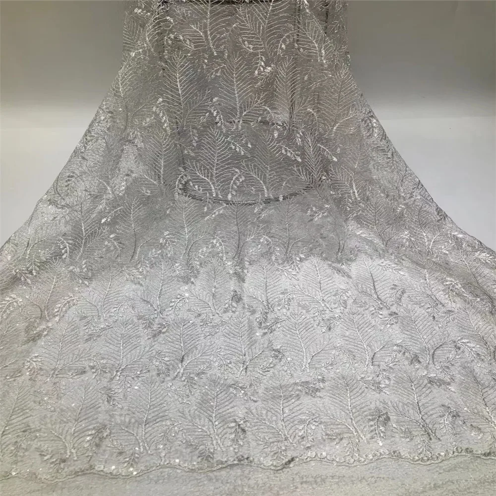 

Nigerian French Sequins Lace Fabrics 2021 High Quality Lace African Mesh Lace Fabric Sequins For Women Party Dress ZY-23
