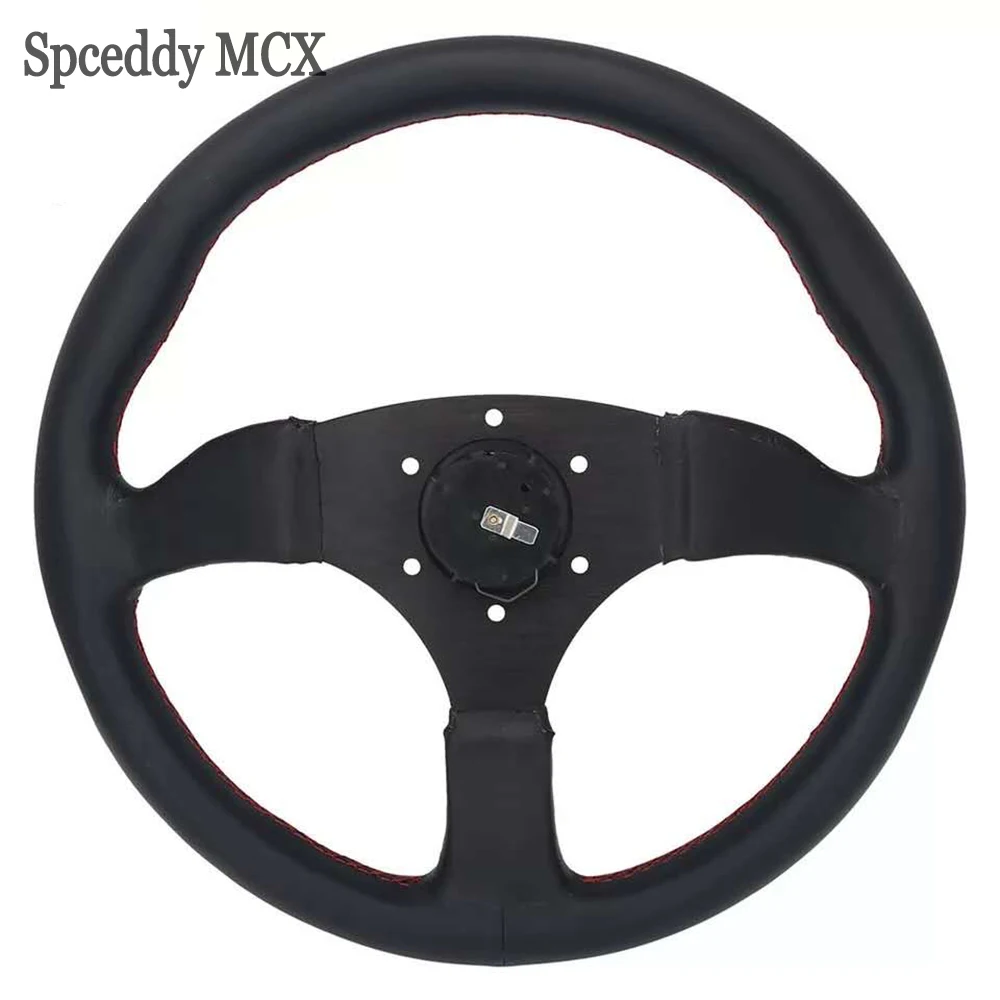 Универсальное кожаное рулевое колесо 14 дюймов 350 мм с кнопкой рожком|Рулевые