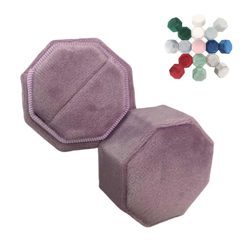 

Velvet Single Ring Box Octagon Wedding Ceremony Ring Box with Detachable Lid