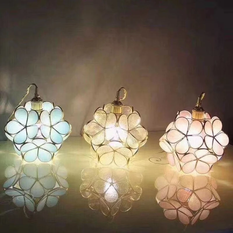 Скандинавская стеклянная Подвесная лампа в форме цветка американский роскошный