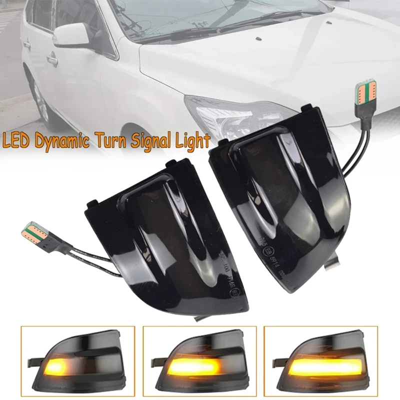 

2 Pcs LED Dynamic Mirror Indicator Light Rearview Mirror Turn Signal for Ford Focus 2 MK2 2004 - 2008 C-MAX