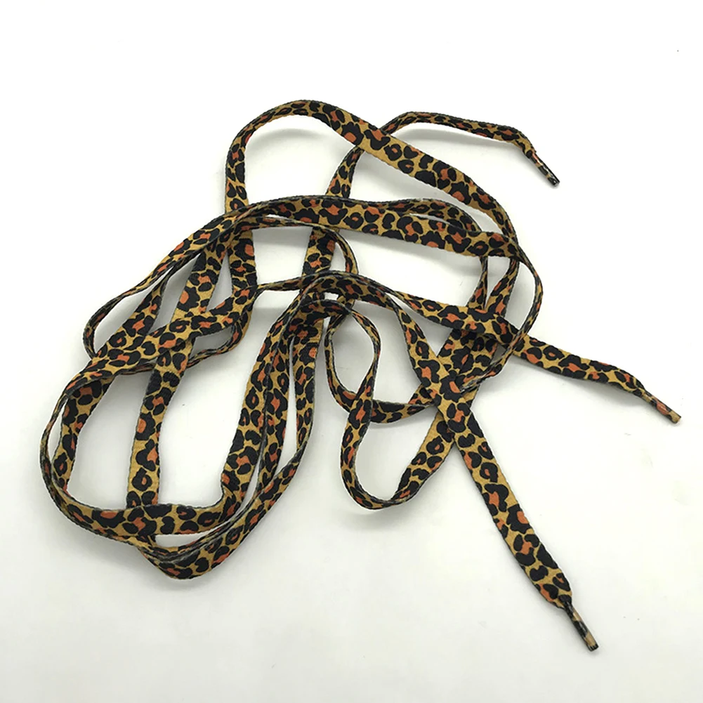 1Pair Leopard Printed Polyester Shoelace Shoe Laces Casual Sports Shoelaces Fashion Flat Laces Applicable To All Kinds Of Shoes