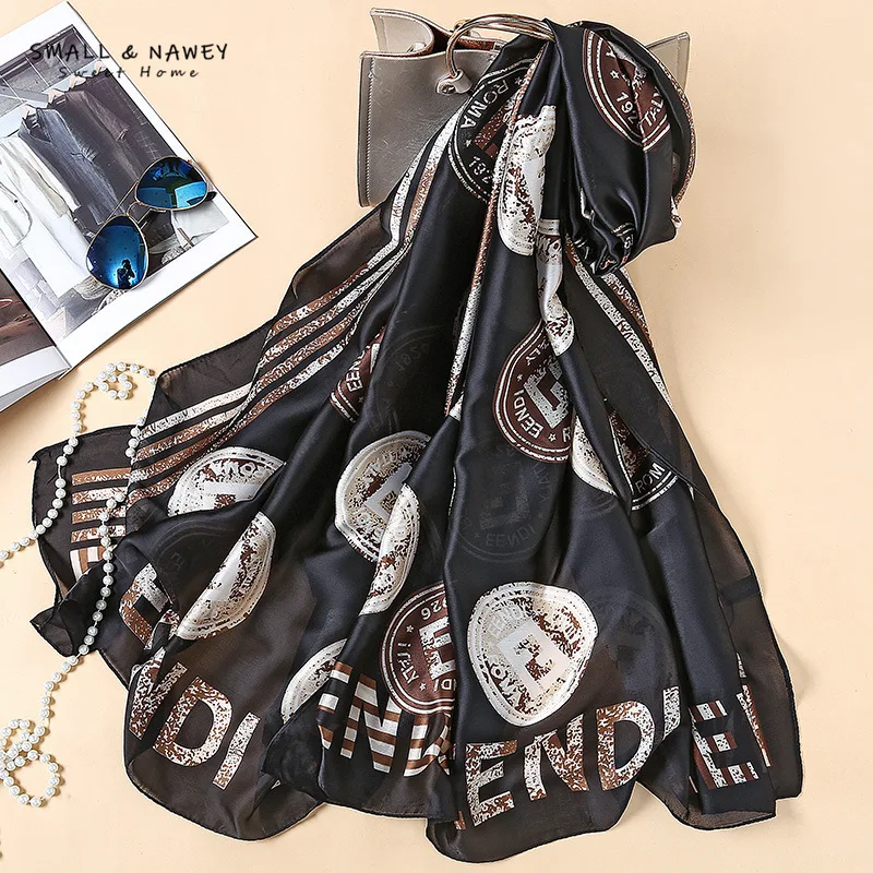 

Шаль шелковая атласная Женская, 90*180 см, длинная, шарф из искусственного шелка