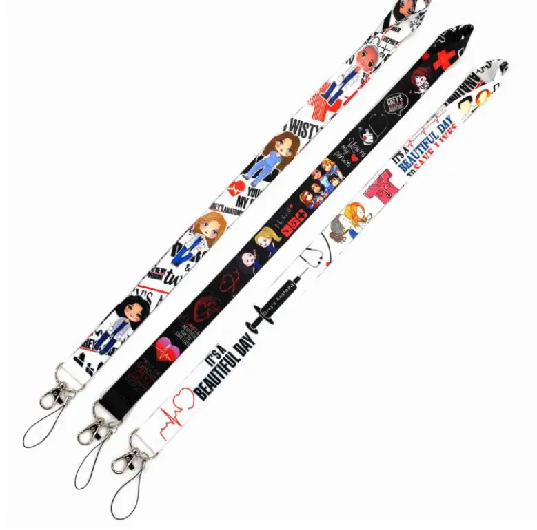 

10pcs/50pcs/100pcs Grey's Anatomy doctor nurse color mix lanyard Neck Strap Lanyard Mobile Phone Key Chain ID Badge Key Chain