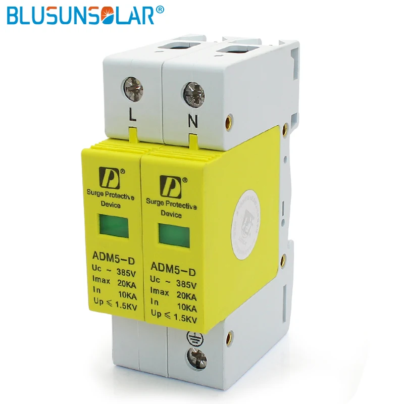 

Hot Selling 2P 10~20KA 220V 385V AC Din Rail Surge Protection Lighting Arrester Brand New In Box Over Voltage L+N