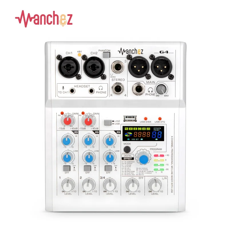 Manу G4 Mini 4-канальная звуковая карта микшер USB консоль DJ Караоке смартфон