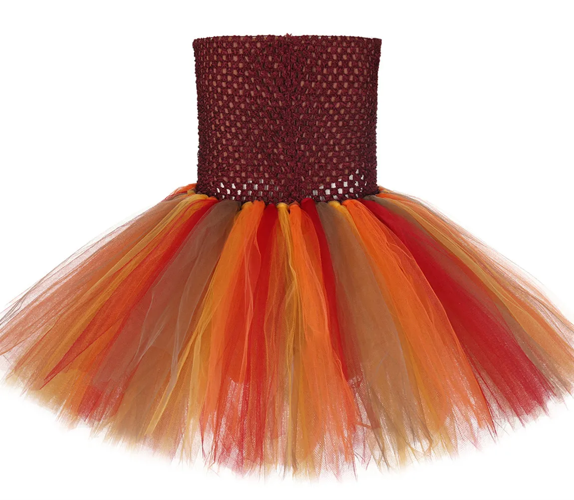 Платье-пачка для девочек Детский костюм на Хэллоуин с листьями кленового листа