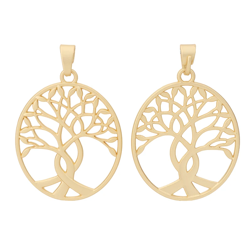 

ZXZ 2pcs Matte Gold Tone Large Tree Charms Pendants for Necklace Jewelry Making Findings 80x54mm