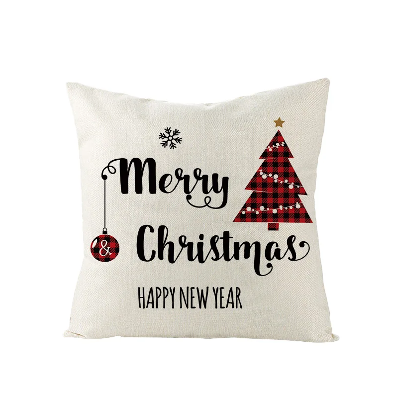 merry christmas pillowcase linen cushion cover christmas home decoration pillows cover sofa cover cushion christmas gift pillows free global shipping