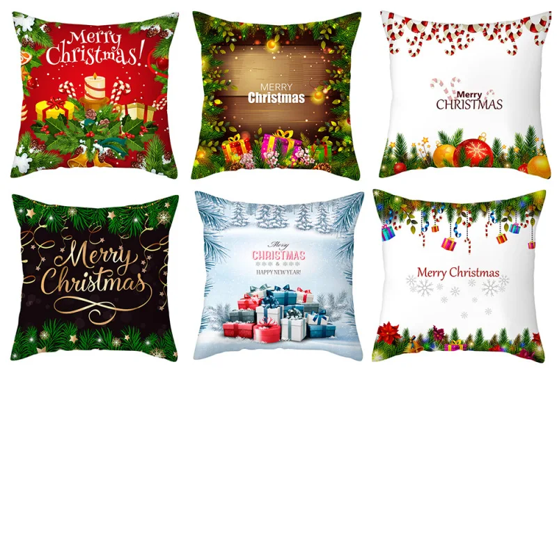 

Fuwatacchi Happy Holiday Cushion Cover Xmas Gifts Pillowcase Livingroom Sofa Car Chair Decorative Pillows Cover 45x45cm
