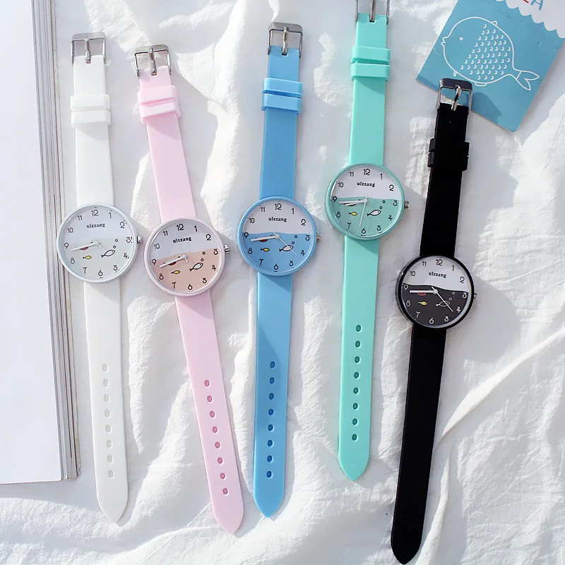 Часы наручные женские кварцевые Модные Простые Спортивные Повседневные с белым