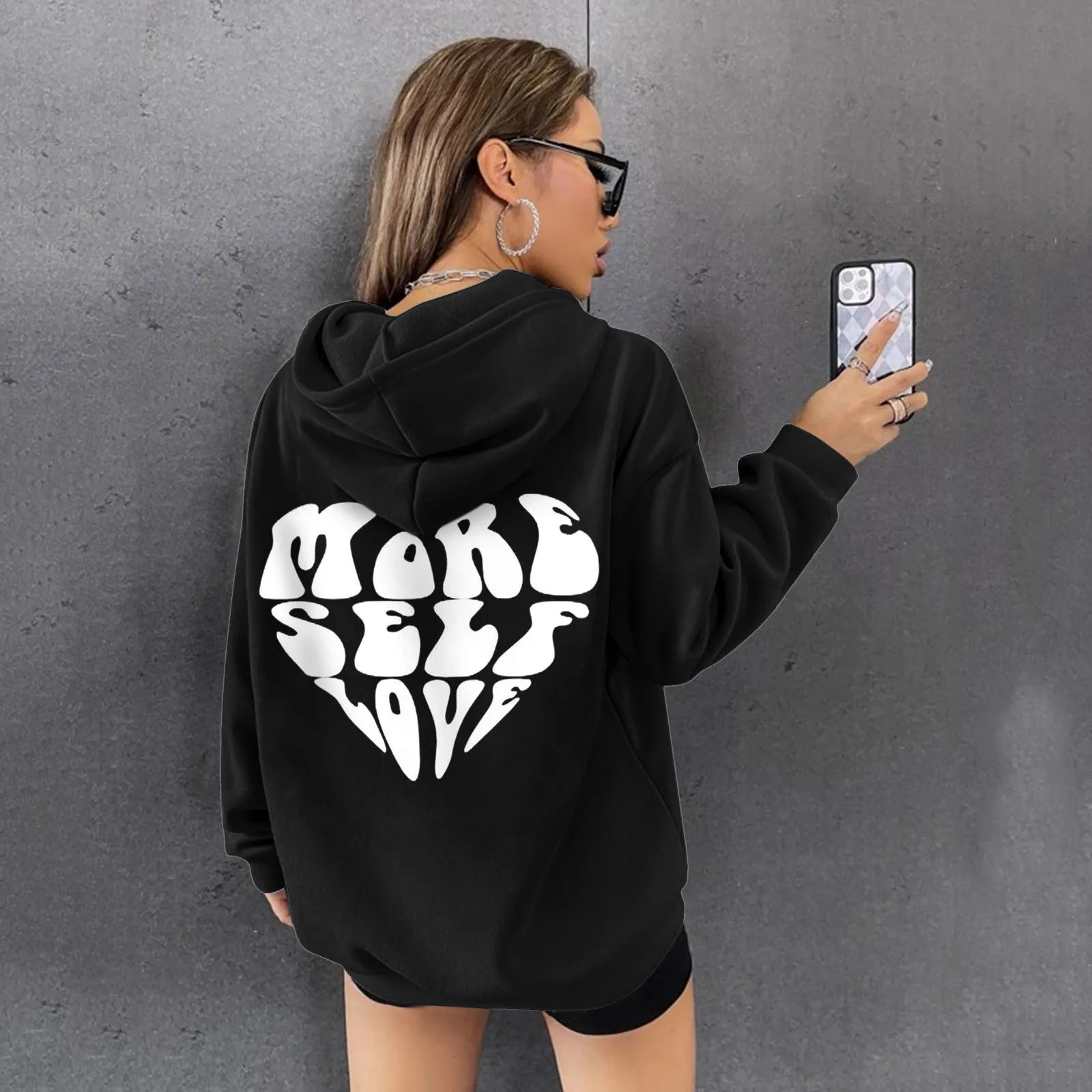 

Женская свободная повседневная толстовка с капюшоном, женские осенние толстовки с принтом, пуловеры с длинным рукавом, топ, Женская толстов...