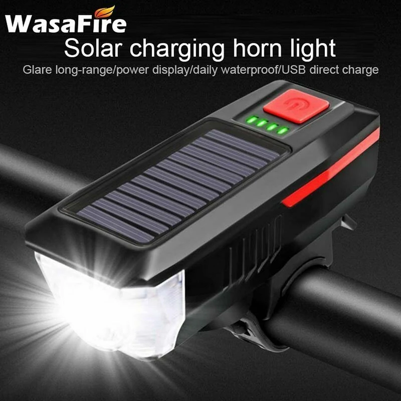 

Solar bicycle light LED bicycle front USB charging headlight riding handlebar light waterproof