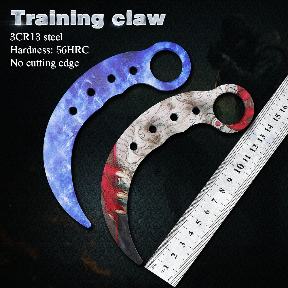 

Тренировочный нож Karambits CSGO 3CR13, тактический боевой карманный Клинок с фиксированным лезвием для выживания, охоты, повседневного использован...