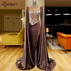 Lowime Haute Couture Дубайская накидка с рукавами из бисера Кристаллы Вечерние платья Длинные Ближний Восток Стразы для выпускного вечера